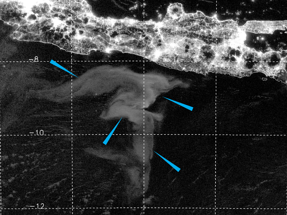 Satellite image of milky seas near Java.