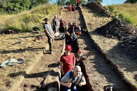Students from Cardiff University collaborated with archaeologists to excavate the mound on Soulton Hall's grounds.