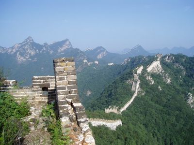 A portion of the Great Wall of China in a more rural area