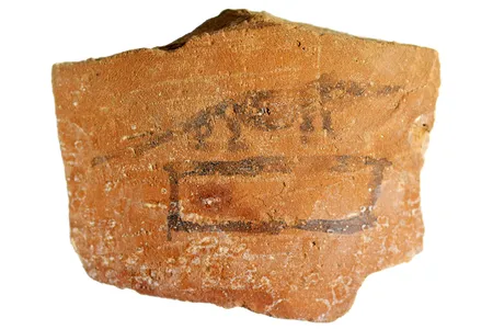 An ostraca bearing a drawing of a shrew, the sacred animal of the Egyptian god Haroeris