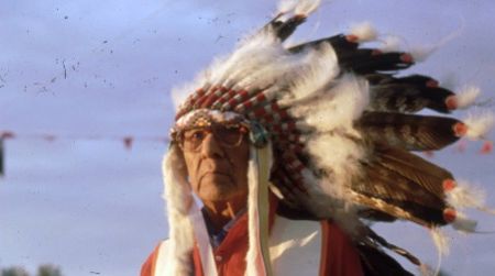World War II veteran Chief Joseph Medicine Crow, a featured speaker of the "Native Americans in the Military" panel.
