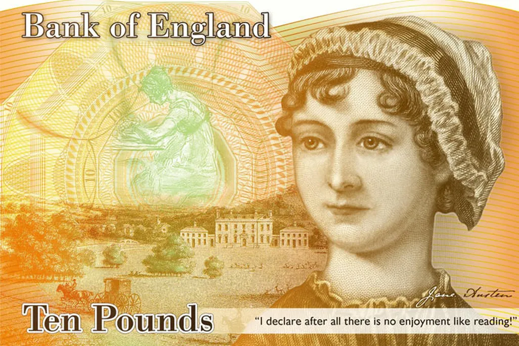 Jane Austen on the British £10 note.