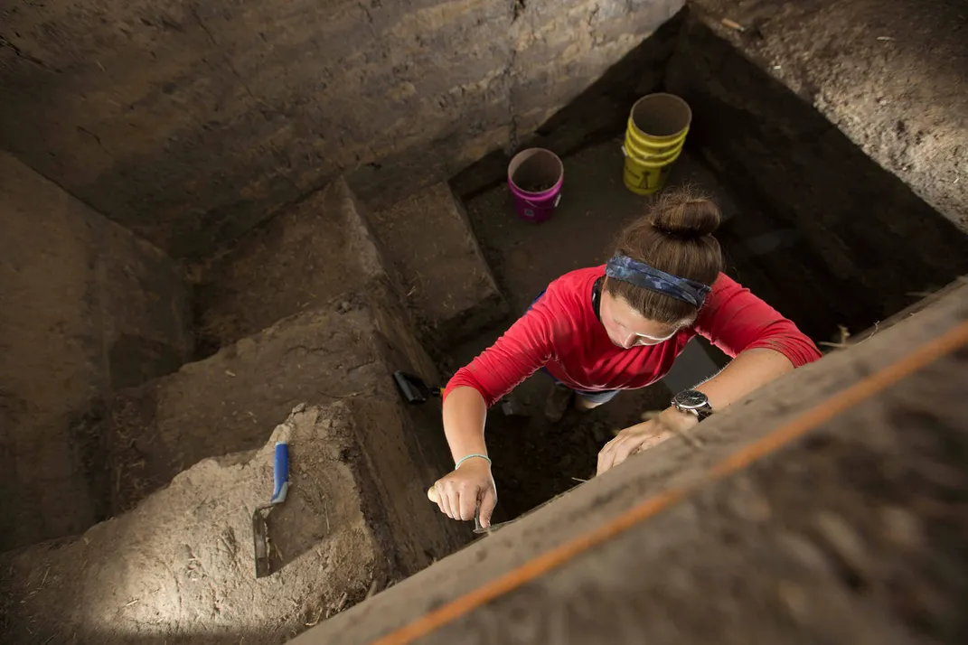 Archaeologist Caitlin Rankin conducts excavations at Cahokia