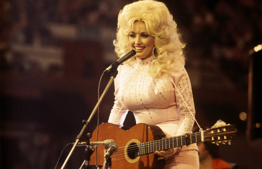 Dolly Parton performing in 1976