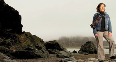 “I always knew strongly who I was and what I was supposed to do,” says Wiki (here at the mouth of the Klamath River on the Yurok Indian reservation in Northern California).