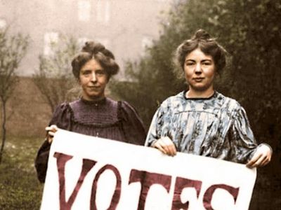Founders of the Women's Social and Political Union (WSPU), Annie Kenney and Christabel Pankhurst. The group's motto was "deeds, not words," Marshall writes in his blog.