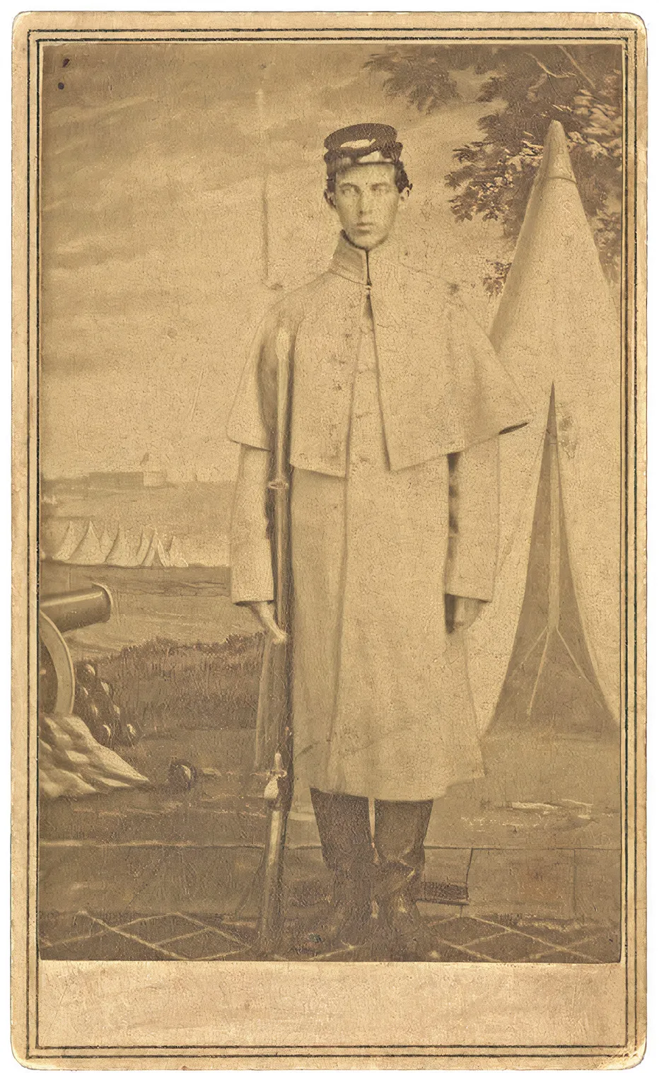 a Union Soldier stands with a rifle