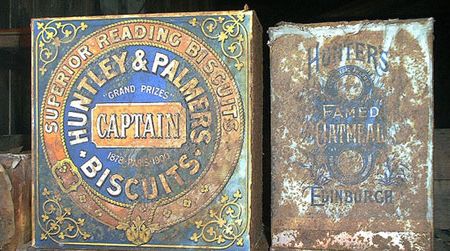 Huntley and Palmers biscuit tins that were found in Antarctica.