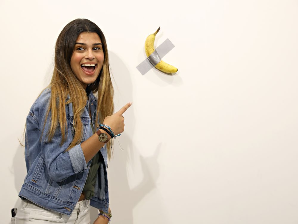 Banana taped to wall