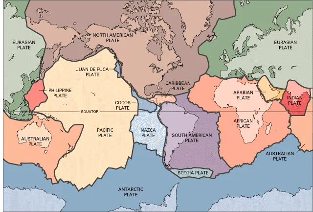 map of today's tectonic plates