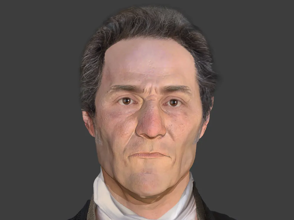 The final facial reconstruction depicting John Barber, 55