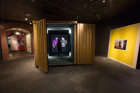 The Portal exhibition at the U.S. Holocaust Museum, offering a chance to have a conversation with refugees. 