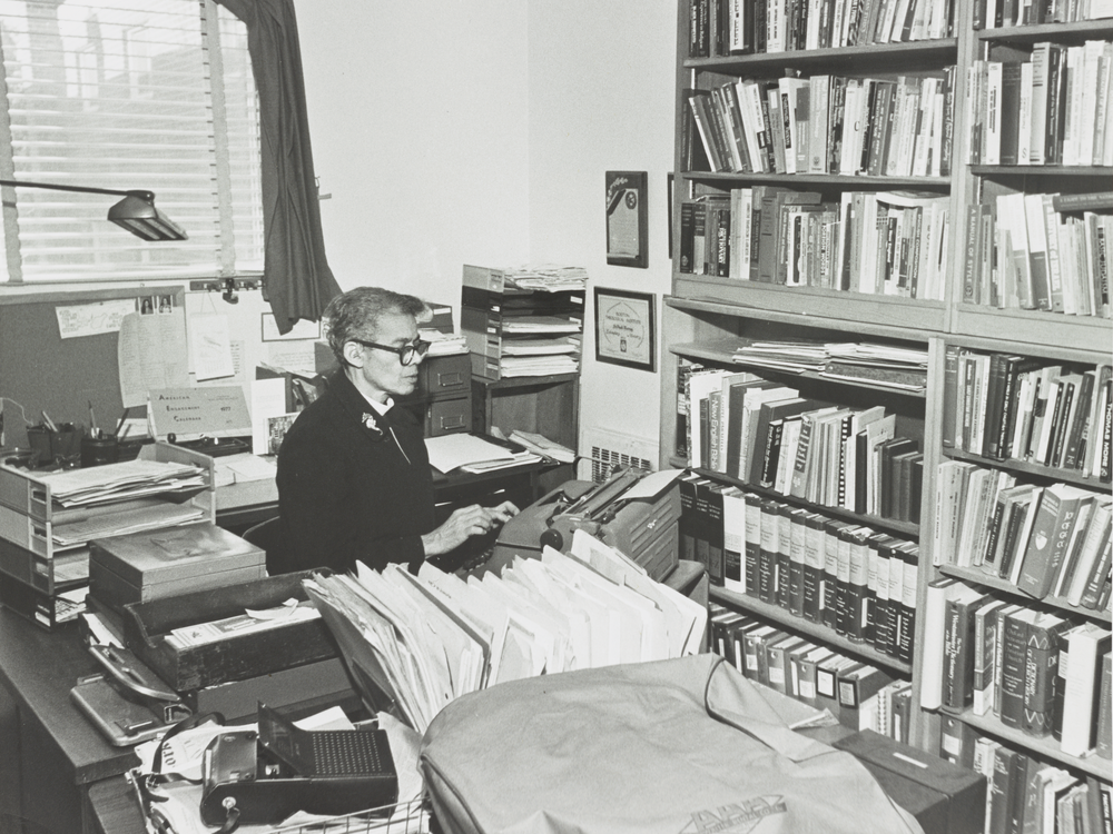 Pauli Murray at desk