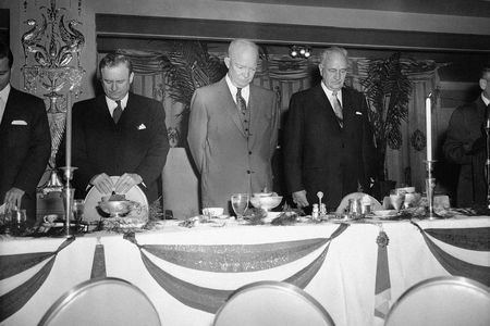 President Dwight Eisenhower at the annual National Prayer Breakfast in Washington on Feb. 2, 1956.