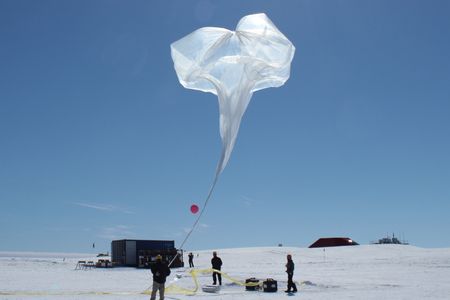 NASA scientists launch a scientific ballloon from the Halley Research Station in Antarctica on Jan. 30, 2014.