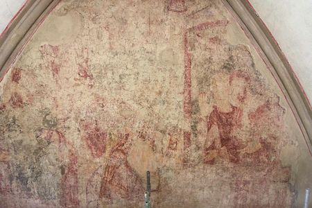 This mural—found on the east wall of the south transept in the Augsburg Cathedral—depicts the beheading of St. John the Baptist.