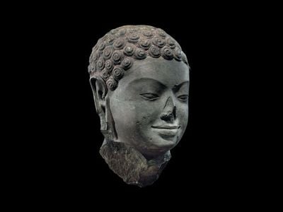 This seventh-century Buddha sculpture was among the artifacts.