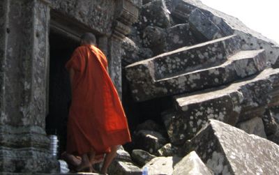 A Buddhist monk at Preah Vihear
