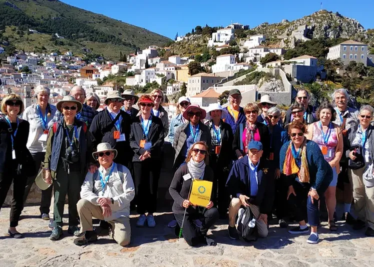 Smithsonian Journeys Travelers enjoying a day on Hydra Island.