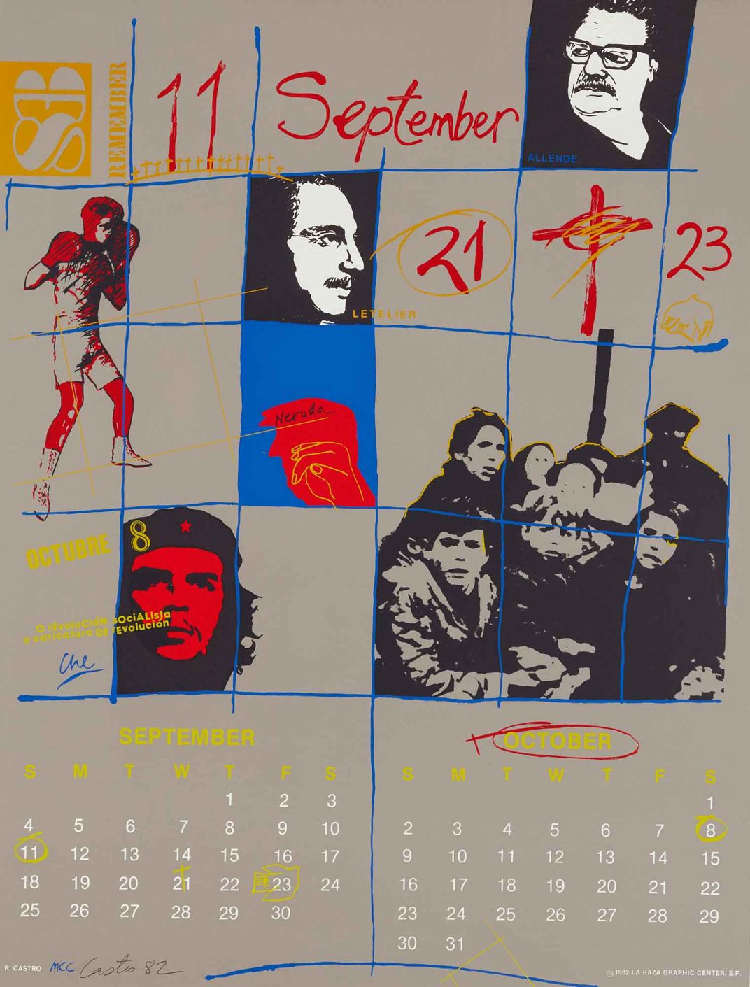 Calendar page showing different historical figures