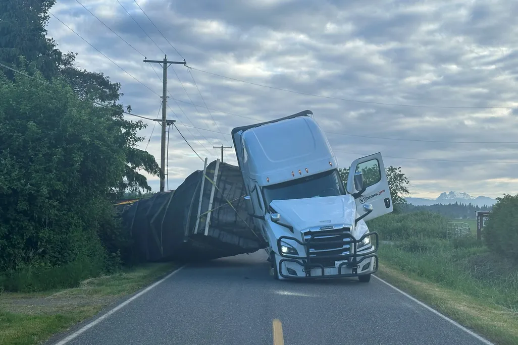 an overturned truck