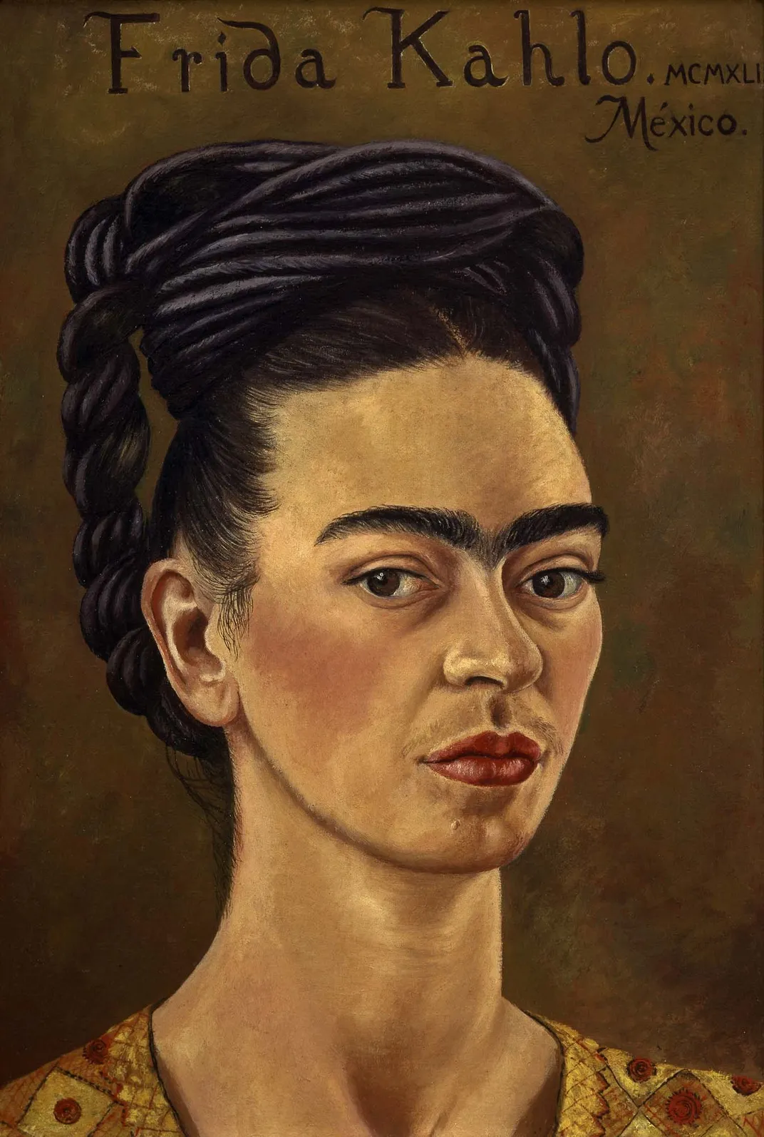 Frida Kahlo's Self-Portrait With Red and Gold Dress (1941)