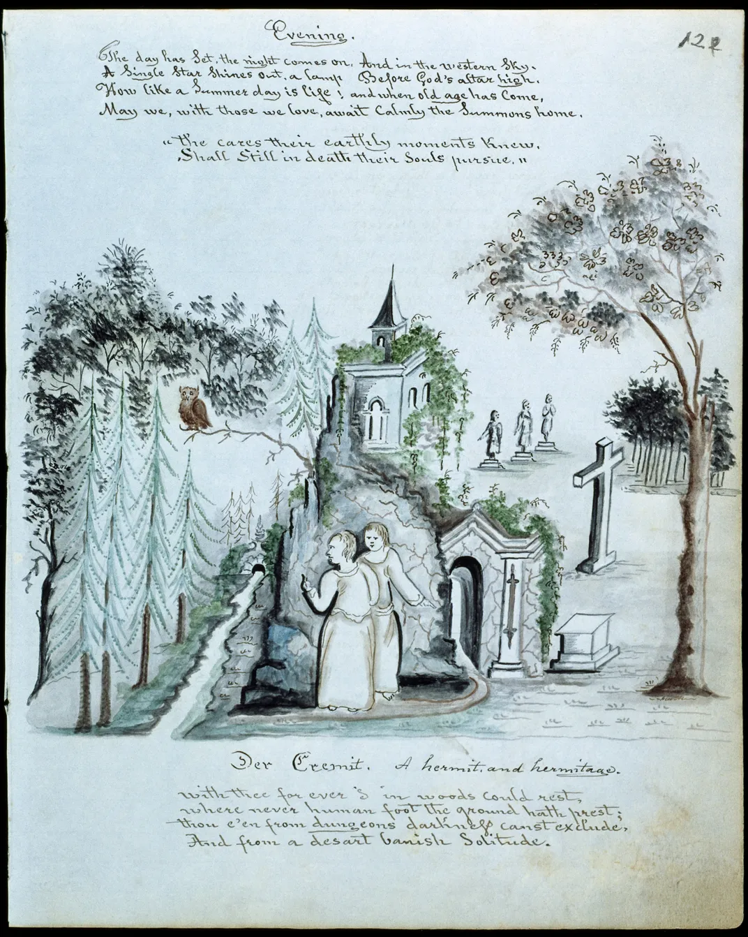 An idealized depiction of a hermitage