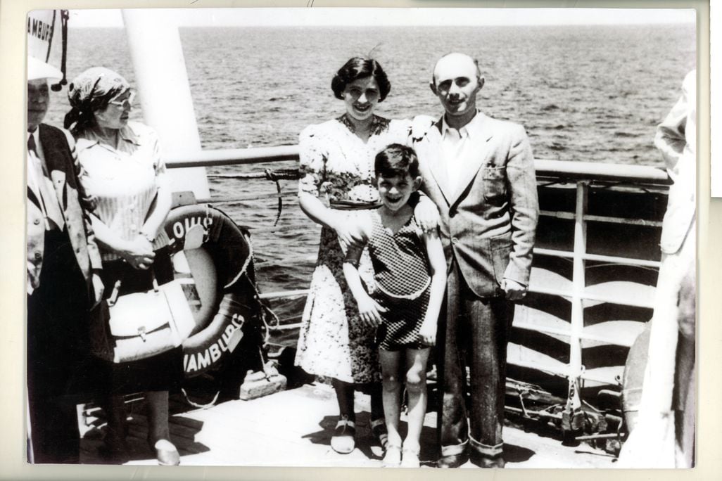 Paula, Sam and Sol Messinger aboard the M.S. St. Louis in May 1939.