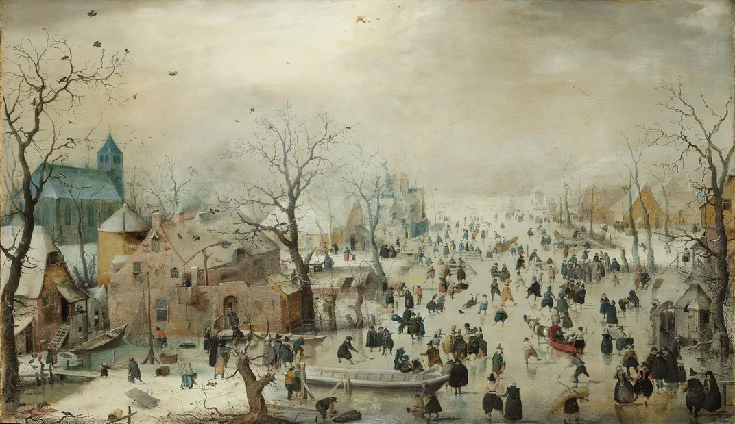 Hendrick Avercamp, Winter Landscape With Skaters, circa 1608