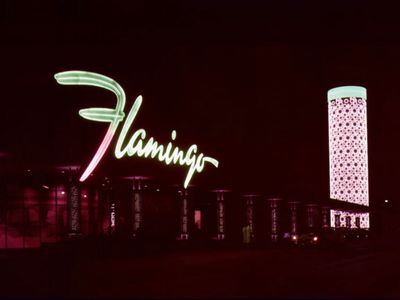 The Flamingo's 'Champagne Tower' was one of the first big pieces of neon on the Strip, seen in films like 'Viva Las Vegas.' It was installed in 1953 and removed in 1967.