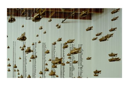 Installation photograph of Chris Burden's All the Submarines of the United States of America at Christine Burgin Gallery, 1987 (detail) / unidentified photographer. Christine Burgin Gallery records, 1980-2016. Archives of American Art, Smithsonian Institution.