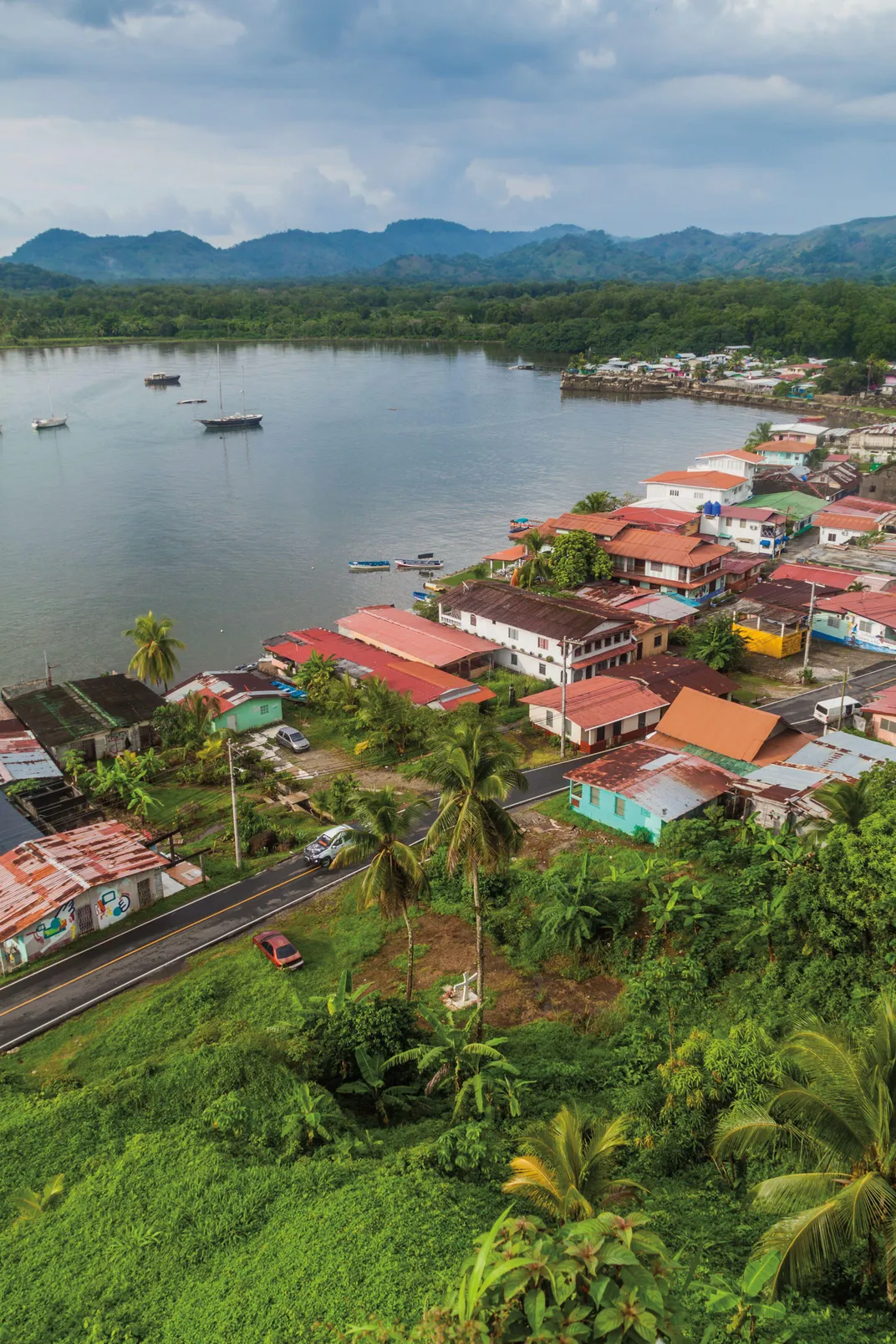 tropical port with color homes