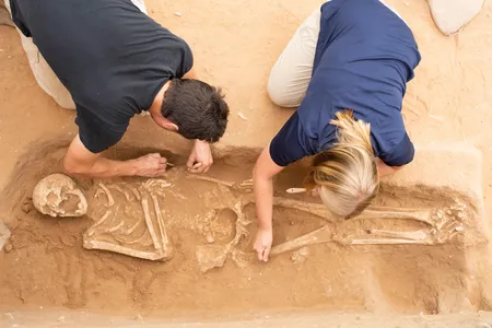 Excavation of the Philistine cemetery at Ashkelon.
