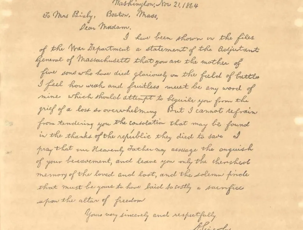 lincoln letter to mother