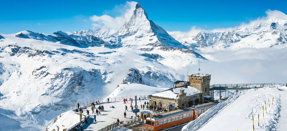  Gornergrat train station with view of Matterhorn 