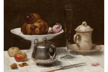 In Still Life With Brioche, c. 1890, Victoria Dubourg Fantin-Latour captures the buttery crust of a signature pastry. Known for her tablescapes, she met her artist husband Henri when both were copying the same painting at the Louvre.