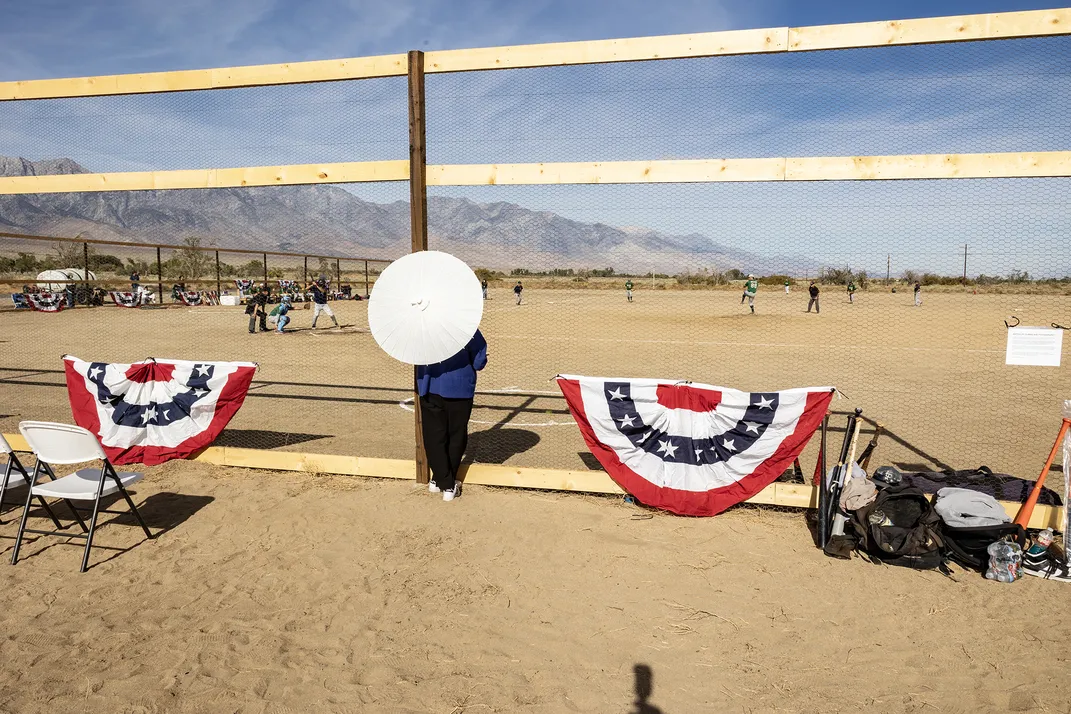 watching baseball at Manzanar