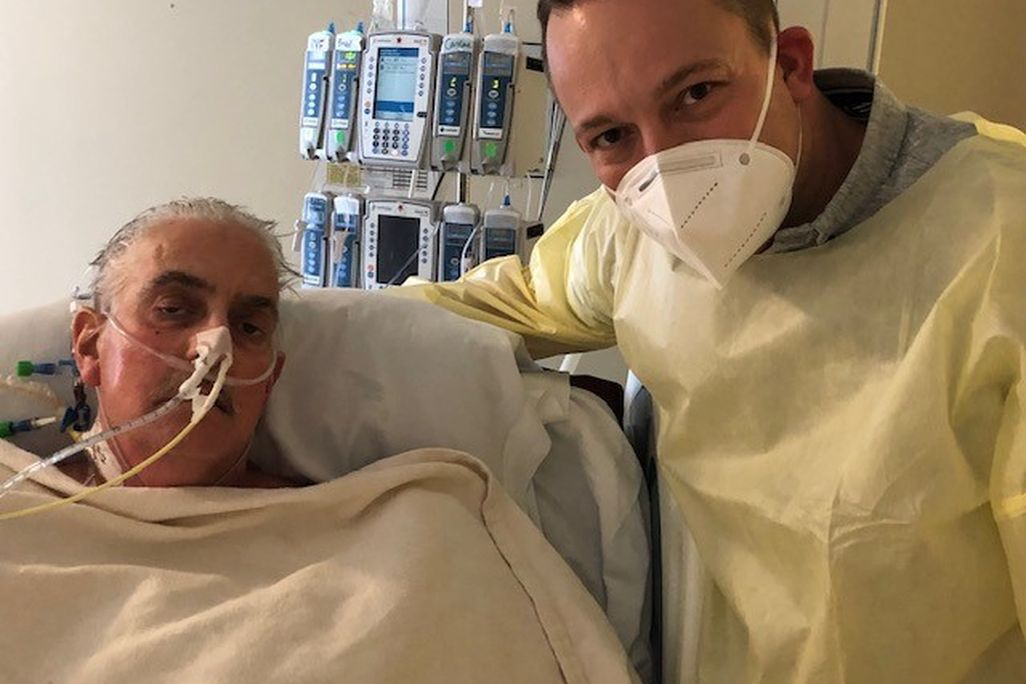 Bennett with his son in the hospital