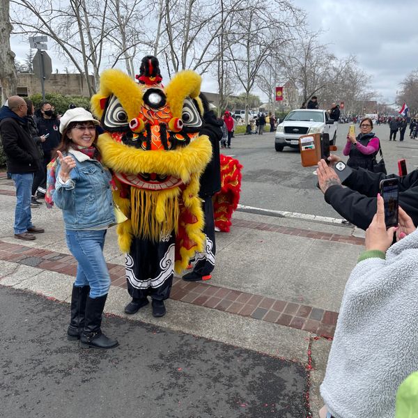 Selfies with the Bok Kai parade dragon thumbnail