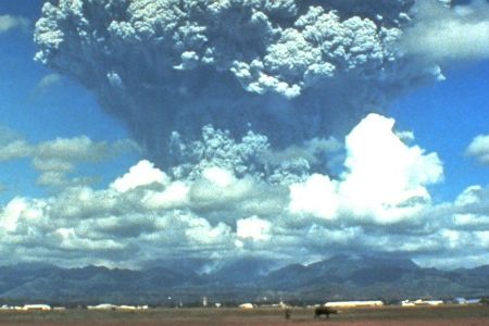 The 1991 Mount Pinatubo eruption, one of the largest in recent history, is dwarfed by the scale of supervolcano eruptions
