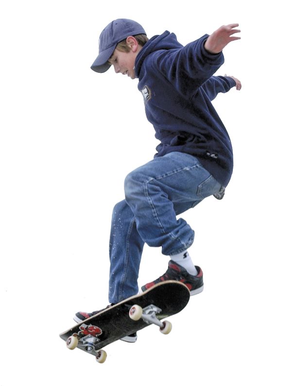 Nick Kosmecki, 13, does a trick on a skateboard at a skate park in Nampa, Idaho, Sunday, Jan. 11, 2004. Kosmecki, 13, and his friend Jonathan Johnson, 12, traveled 30 minutes from Kuna to skate because the snow was too deep there. Snow has kept them from