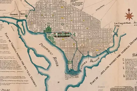 Shaped mostly like a diamond, Washington, D.C. is organized by geographical divides centered on the U.S. Capitol and the White House, using mathematical principles employed by the original designer, Pierre Charles L’Enfant.
