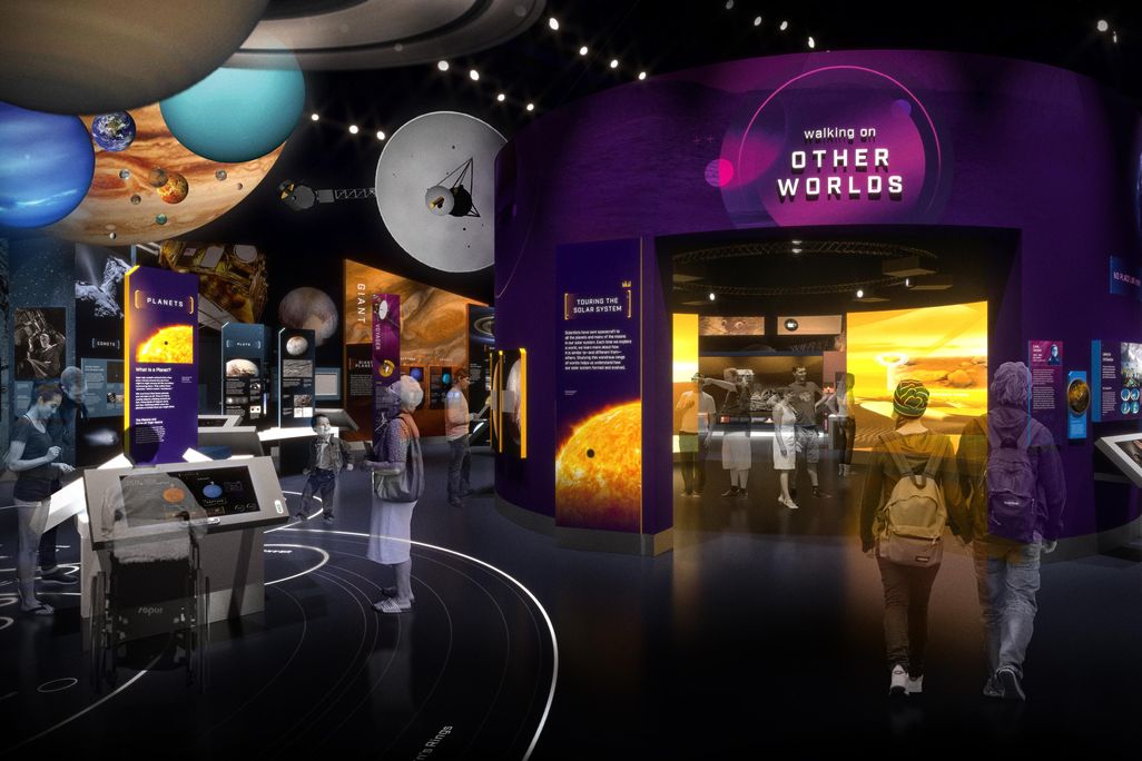 new gallery design with floating planets
