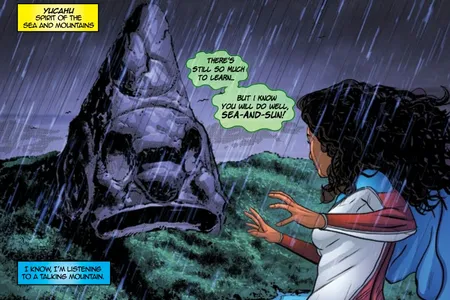Comic book illustration from La Borinqueña #1,written and created by Edgardo Miranda-Rodriguez. Illustration by Will Rosado and digital colors by Juan Fernández.© 2016 SomosArte, LLC.