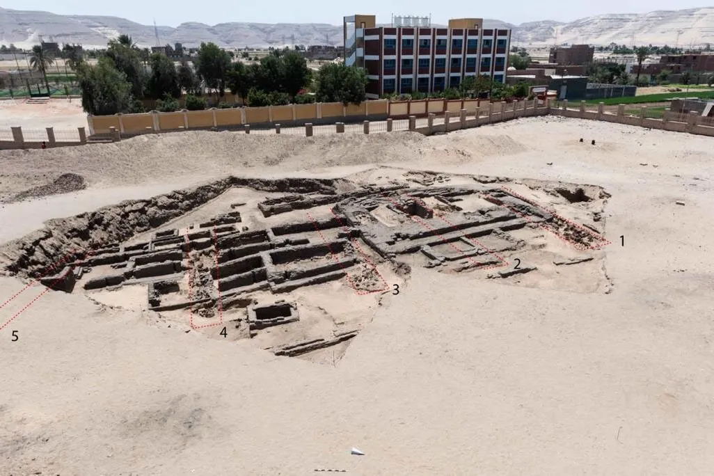 Aerial view of ancient Egyptian brewery