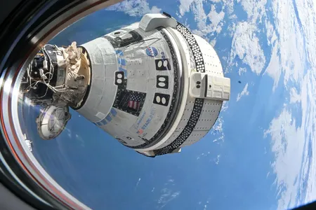 Boeing's Starliner spacecraft is seen docked at the ISS. After helium leaks and thruster issues, the craft will make an uncrewed return to Earth.