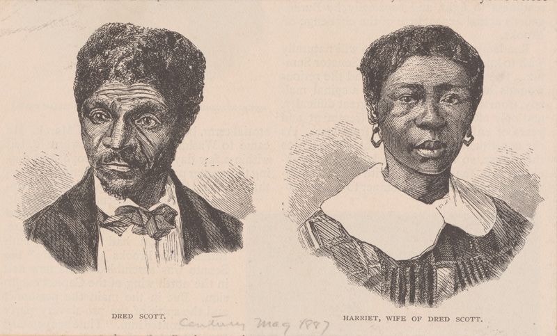 Etching of Dred Scott and Harriet Robinson