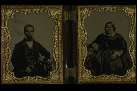 A double ambrotype portrait of Albro Lyons, Sr. and Mary Joseph Lyons