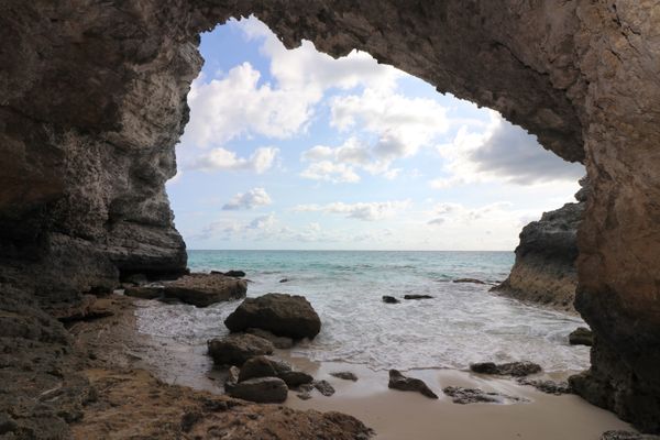Inside the Cave in the Sugar Beach Cliffs, Great Harbour Cay, The Bahamas thumbnail