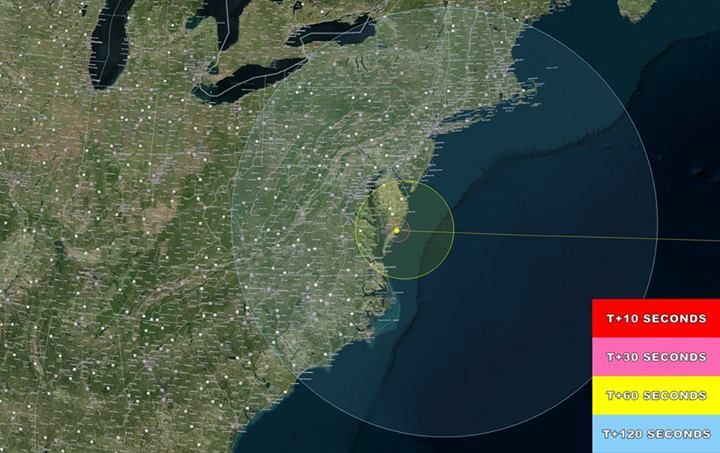 The potential viewing area for tonight’s 11:27 pm launch from Virginia